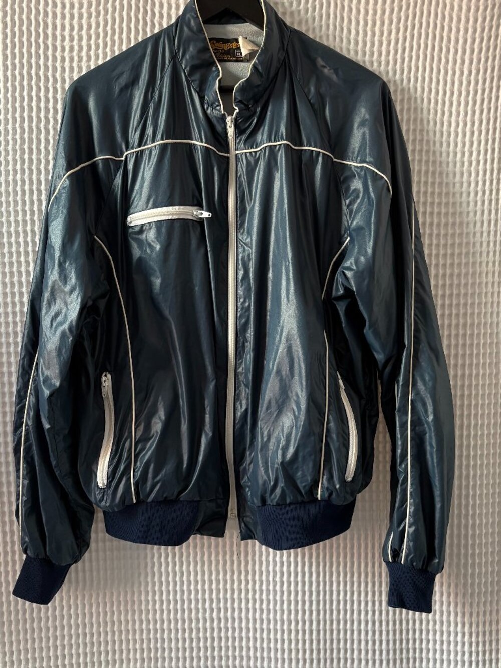 Vintage Swingster World of Wearables made in USA blue windbreaker jacket mens XL